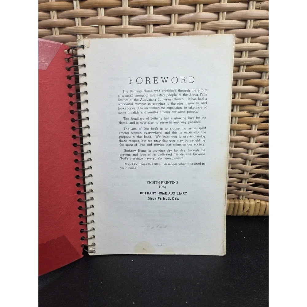 1974 Bethany Home Auxiliary Cook Book Featuring Scandinavian Recipes Cookbook